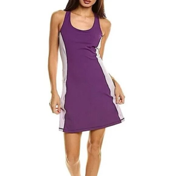 SWEATY BETTY Power Workout Colorblock Performance Dress ~ Deep Purple Large NWT - Picture 2 of 16